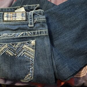 Grace in LA Boot Cut Blue Jeans with Stylish Accents